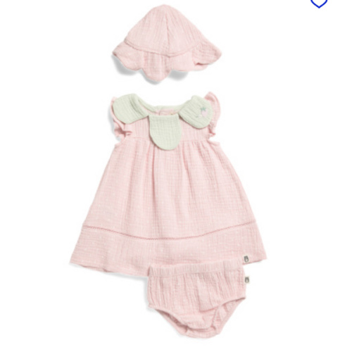 Newborn Girls 3pc Strawberry Gauze Dress Set With Bloomers And Hat | Baby | Marshalls
