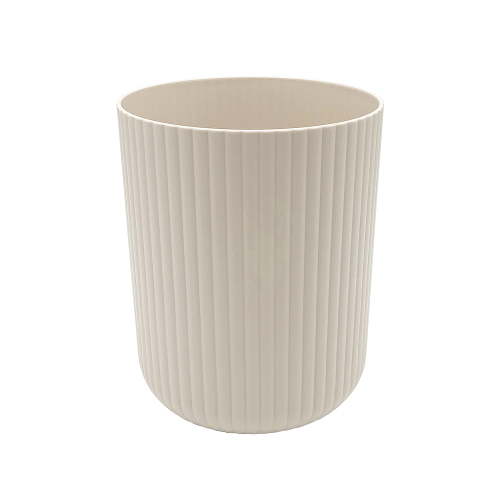 Mainstays Beige Plastic Ribbed Wastebasket, 1.64 Gallon, Compact Bathroom or Office Trash Bin