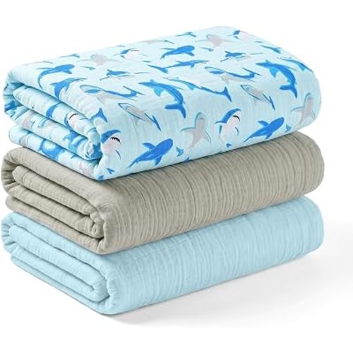 Muslin Swaddle Blankets for Newborns, 100% Cotton 40x38 Inches Baby Swaddle Blanket, Soft Breathable Muslin Baby Blanket Pack of 3