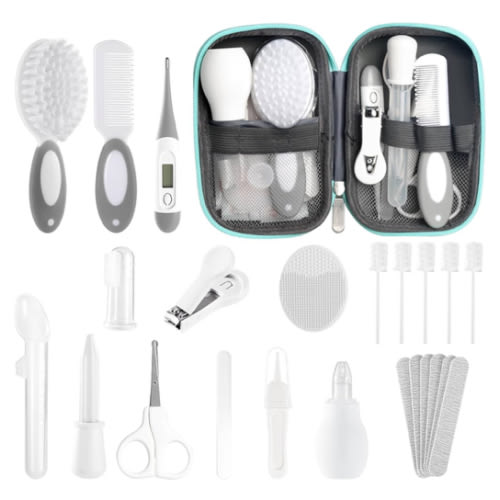 Baby Healthcare and Grooming Kit for Newborn Kids, 24PCS Upgraded Safety Baby Care Kit, Newborn Nursery Health Care Set, Baby Care Product (Grey White)