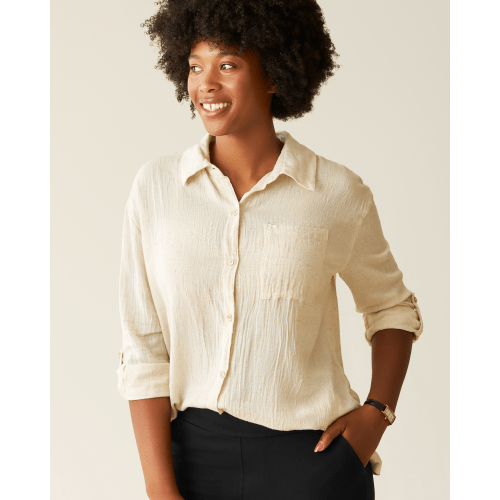Reese Oversized Linen Button Down Shirt | Natural - Kindred Bravely