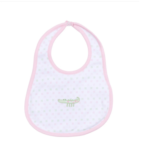 Alligator Pie Embroidered Bib - Pink