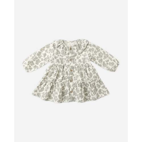 Ruffle Collar Button Dress || Green Floral – Quincy Mae