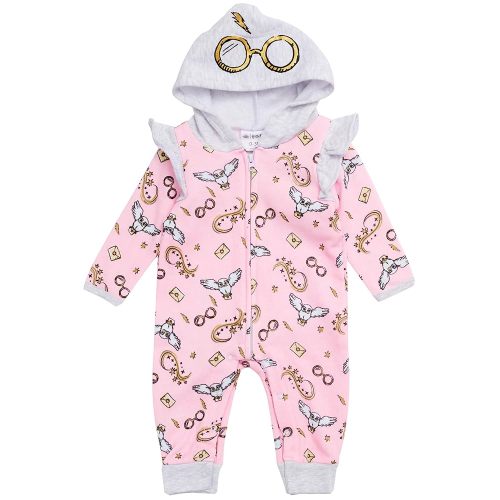 Harry Potter Baby Girls Hooded Bodysuit - Sweatshirt Fleece Zip Up One Piece Baby Girl Clothes
