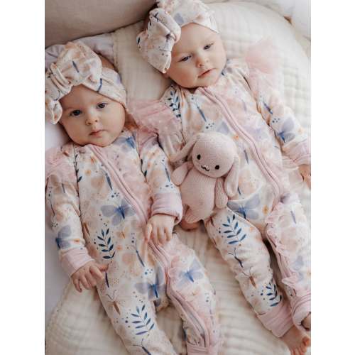 Baby Jumpsuit - Something Blue Butterfly Zip One Piece Onesie - Pink / Blue – Before & Ever