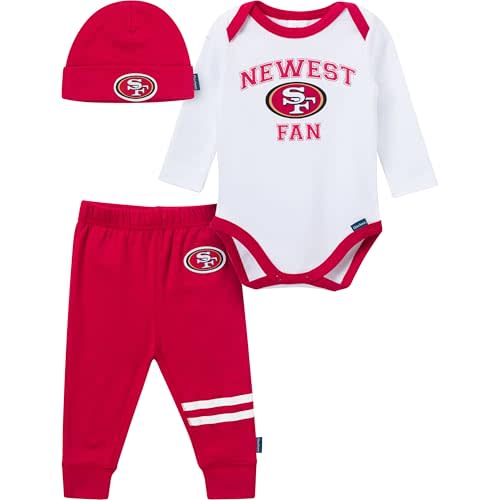 Gerber NFL baby-boys 3-piece Onesie Bodysuit, Active Pant and Cap Set