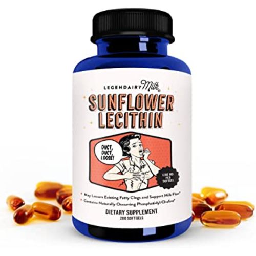 Legendairy Milk Sunflower Lecithin, 1200mg Organic Sunflower Lecithin Supplement for Clogged Milk Ducts, Made in USA, 200 Softgels