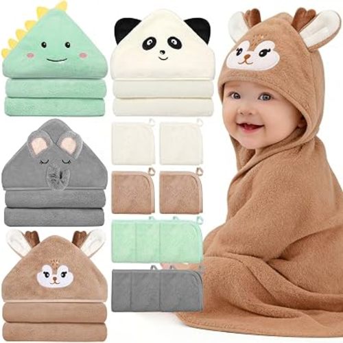14 Pcs Baby Towels Set, Baby Towels and Washcloths Set-Baby Bath Essentials