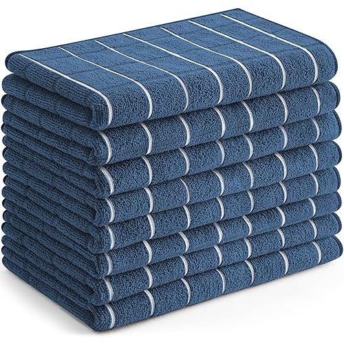 Utopia Towels - Microfiber Kitchen Towels, Super Absorbent 18 x 26 Inches, Durable, Soft, and Lint Free Dish Towels, Ideal for Cleaning Dishes, Pans, and Kitchen Appliance (8 Pack, Navy)