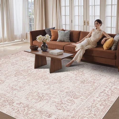 Pink 8x10 Area Rugs,Large Rugs for Living Room