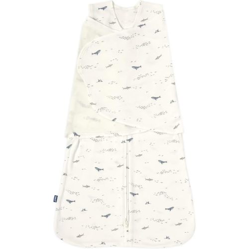 HALO 100% Cotton Sleepsack Swaddle, 3-Way Adjustable Wearable Blanket, TOG 1.5, Ocean Life, Small, 3-6 Months