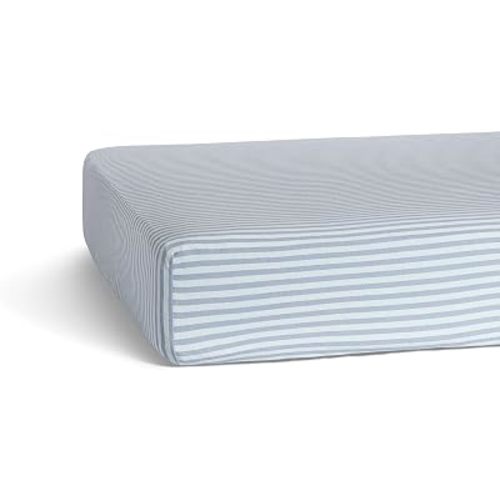 Parker Baby Co. Fitted Crib Sheet for Standard Mattress: Stormy Blue Stripe