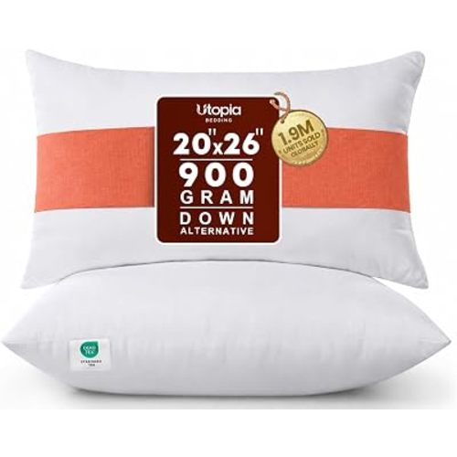 Utopia Bedding 20x26 Pillow Inserts, Set of 2, White – Indoor Decorative Throw Pillows for Bed, Sofa & Couch – Soft, Supportive & Fluffy Cushion Inserts