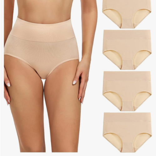 wirarpa Women's Cotton Underwear High Waisted Ladies Panties Full Coverage Briefs 4 Pack (Regular & Plus Size)