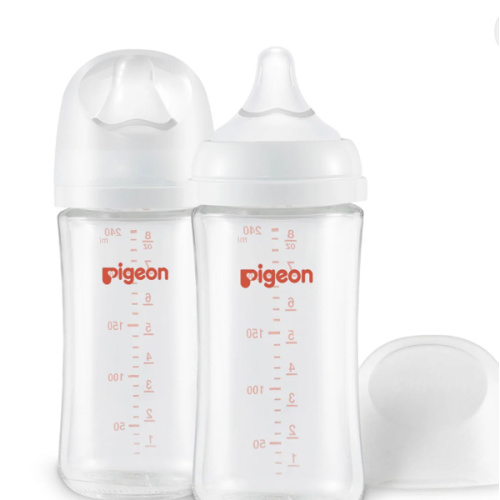 Glass Wide Neck Baby Bottle, 2Packs, 8.1 Oz(240 ml) for 3+ months