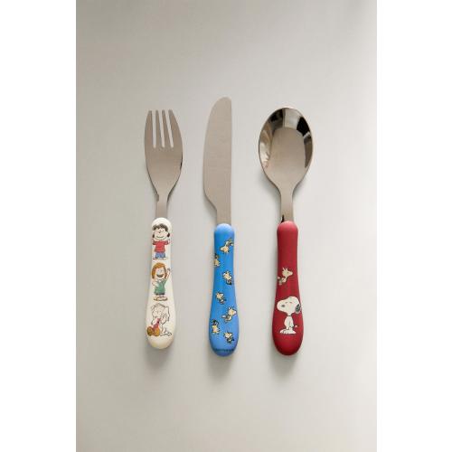 CHILDREN'S PEANUTS™ FLATWARE SET WITH PASTEL COLORED HANDLE (SET OF 3)