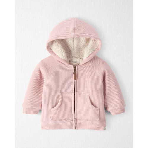 Baby Girl Recycled Sherpa Waffle Knit Hooded Jacket - Little Planet | Carter's