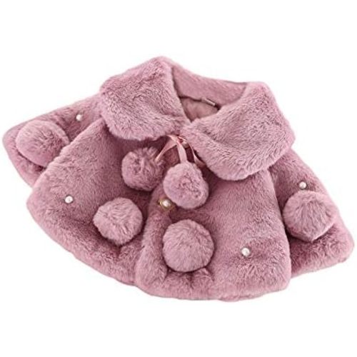 LXXIASHI Toddler Baby Girl Winter Fur Coat Jacket Cloak Thicken Shawl Snowsuit Outerwear Clothes