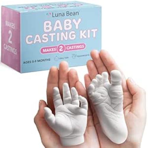 Luna Bean Baby Footprint and Hand Mold Casting Kit (2 Pack) First Time New Mom Gifts - Newborn Foot Handprint Baby Keepsake - Mom to Be Gift