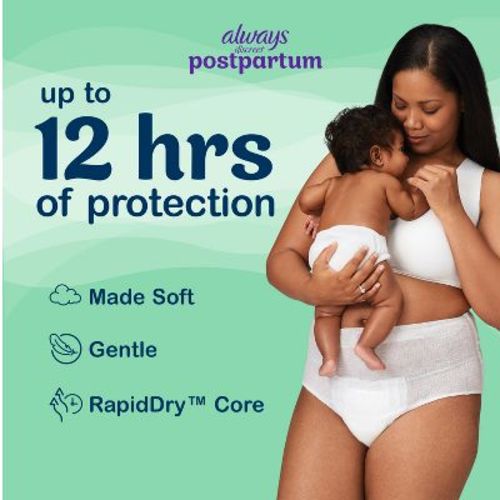 Always Discreet Postpartum Underwears - L - 14ct: Maximum Absorbency, Incontinence Protection, Waist Size 38-50