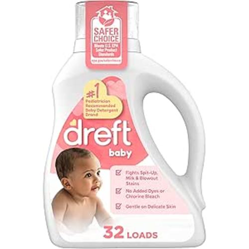 Dreft Baby Liquid Laundry Detergent, Gentle on Sensitive Skin Laundry Soap, 42 fl oz, 32 Loads (Packaging May Vary)