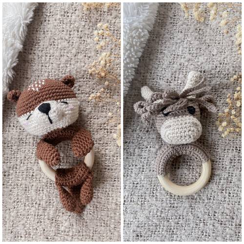 Rattle Baby Rattle Animal Birth Baby Gift Otter Highland Cow