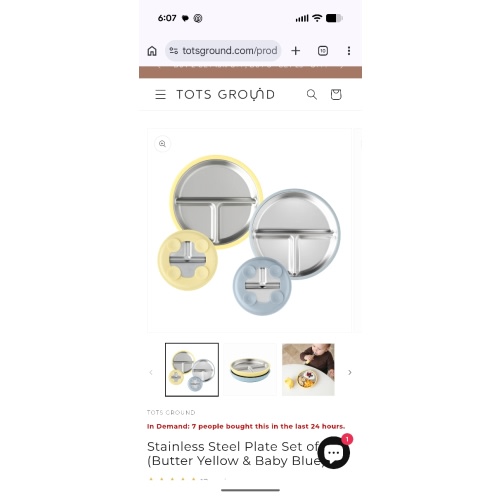 Stainless Steel Plate Set of 2 (Butter Yellow & Baby Blue)