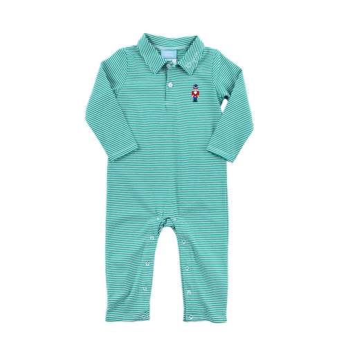 Nutcracker Green Stripe Polo Romper