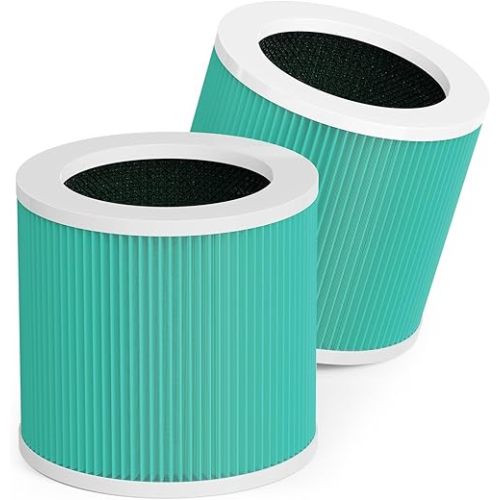 DH-JHD07 Air Filter Replacement 4-in-1 True HEPA Filter for Pollen, Pet Dander, Hair, Smell, Dust - Pet Dander Version (Green), 2 Pack
