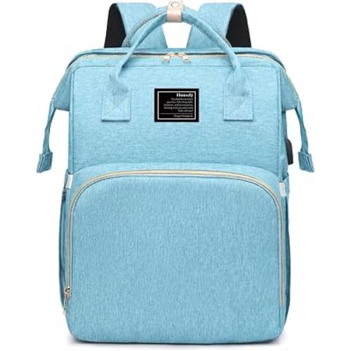 houscly Diaper Bag Backpack with Changing Station, 25L Large Capacity | Multifunction baby bag, baby registry search, baby girl newborn essentials must haves, baby shower gifts, Light Blue
