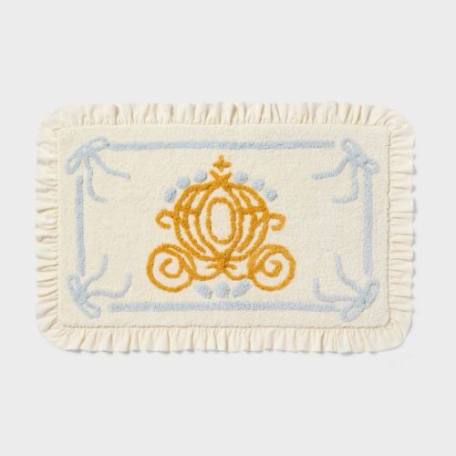 22"x34" Cinderella Carriage Ruffle Edge Kids' Bath Rug Off-White - The Disney Collection by Pillowfort™