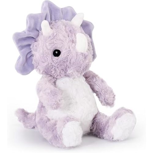 Purple Dinosaur Stuffed Animals for Girls - 9'' Soft Lavender Triceratops Plush Toy, Safe Baby Dino with Embroidered Eyes, Cuddly Toddler Bedtime Companion, Birthday Gifts for Kids 3-5 ( Violet Gray)