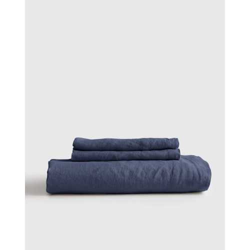 European Linen Fitted Sheet Set in Nightfall