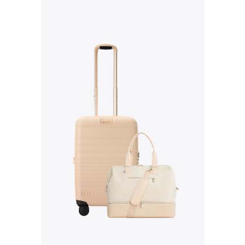 BÉIS 'The Travel Starter Set' in Beige - Carry-On Luggage and Weekender Duffel Bag Bundle, Personal Item and Suitcase, Luggage Discount