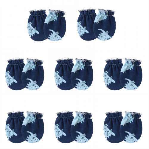 TELOLY 8 Pairs Baby Mittens,Cotton Mittens for Newborn Baby Girls,Newborn Mittens No Scratch,Blue