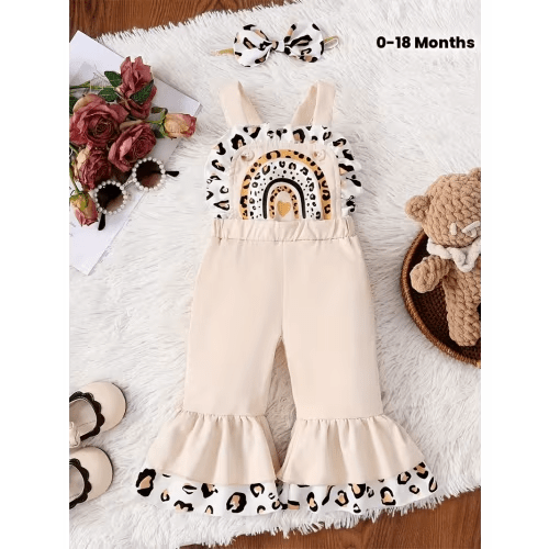 baby girl leopard print rainbow halter bell - Temu