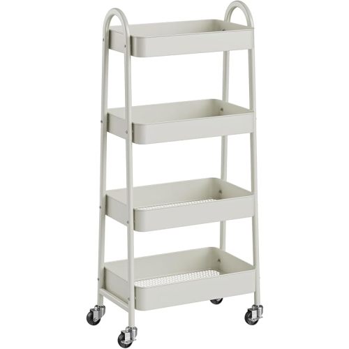 OLIXIS Metal 4 Tiers Rolling Storage Utility Cart with Lockable Wheels
