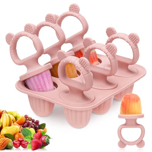 Silicone Baby Popsicle Molds with Sticks, Mini Popsicles Molds for Babies Breastmilk Popsicle Molds for Teething Relief, Frozen Treats Maker Popsicle Maker Ice Pop Mold for Toddlers Kids(Pink)