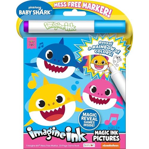 Bendon Imagine Ink Magic Ink Pictures and Game Book with Mess Free Marker (Baby Sharks)