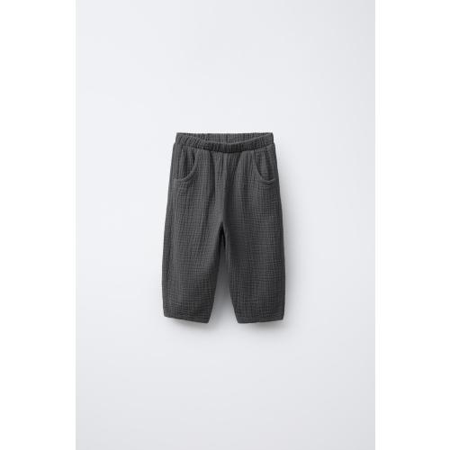 BAGGY COTTON GAUZE PANTS - Steel | ZARA United States