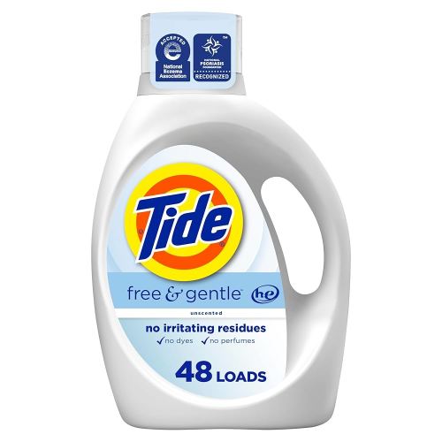 Tide Free & Gentle Liquid Laundry Detergent, 48 Loads, 63 fl oz, Tide Laundry Detergent, Clean Laundry Detergent