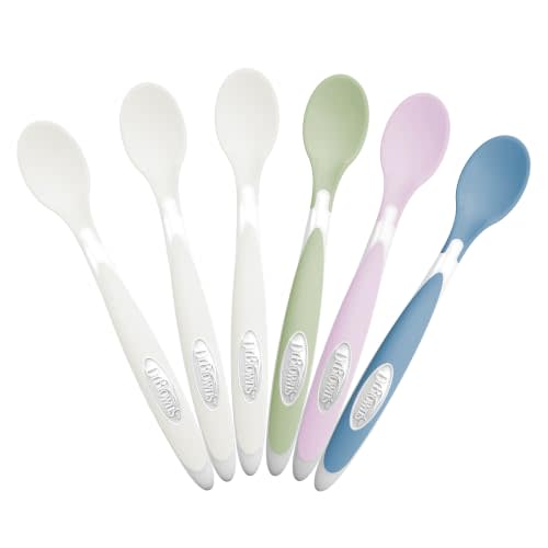 Dr. Brown's Designed to Nourish Soft-Tip Toddler Feeding Spoons, 6 Pack, Assorted Set (Colors May Vary)