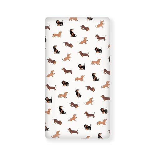 Streeyiu Dachshund Baby Crib Sheets for Boys Girls Cute Dog Breathable Soft Mini Fitted Crib Sheet for Standard Toddler Mattress 52x28x8 in
