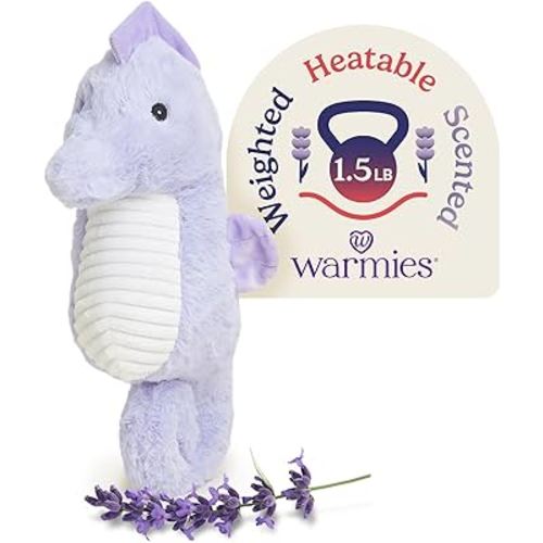 warmies Microwavable & Weighted Stuffed Animals, Sea Horse - Heated Stuffed Animal Plushie for Warmth & Comfort - Cute Soft Plush Toys for Adults & Children (Boys, Girls, Babies & Toddlers)