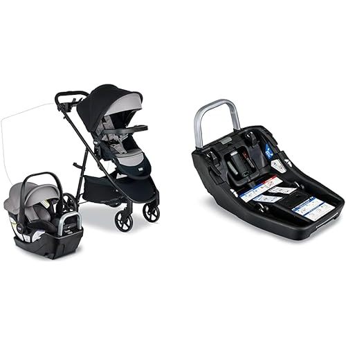Britax Willow Brook S+ Baby Travel System, Infant Car Seat and Stroller Combo with Alpine Base, Graphite Onyx & Alpine™ Infant Car Seat Base with ClickTight®
