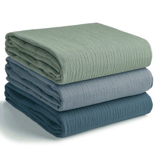 Comfy Cubs Muslin Swaddle Blankets Pack of 3 - 42 x 42 Inch Large Wraps for Newborns - Boy Set 2