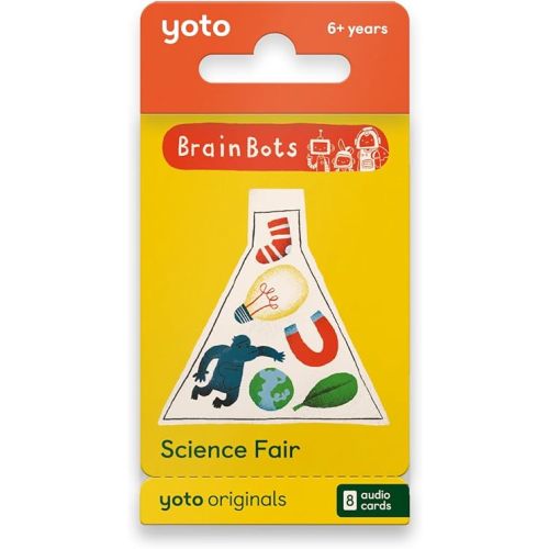 YOTO BrainBots Science Fair - 8 Kids Audiobook Cards for Use with Player & Mini All-in-1 Audio Player, Educational Screen-Free Listening with Fun Stories for Learning & Interactive Quizzes, Ages 6+