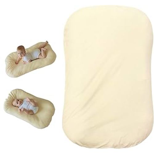 Aila + Aiden Baby Lounger | Organic Cotton Infant Lounger | Adjustable & Portable Floor Lounger |Supervised Use | Soft, Breathable, Washable Cover - Snuggle Collection - (Cream)