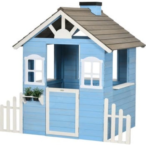 Playhouse with Flower Pot Holders, Door, Windows, Service Stations, Outdoor Use