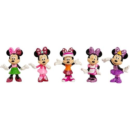 Disney Junior Minnie Mouse 3-inch Collectible Figure Set, 5 Piece Set, Holiday Stocking Stuffers, Gifts, Presents, Kids Toys for Ages 3 Up by Just Play